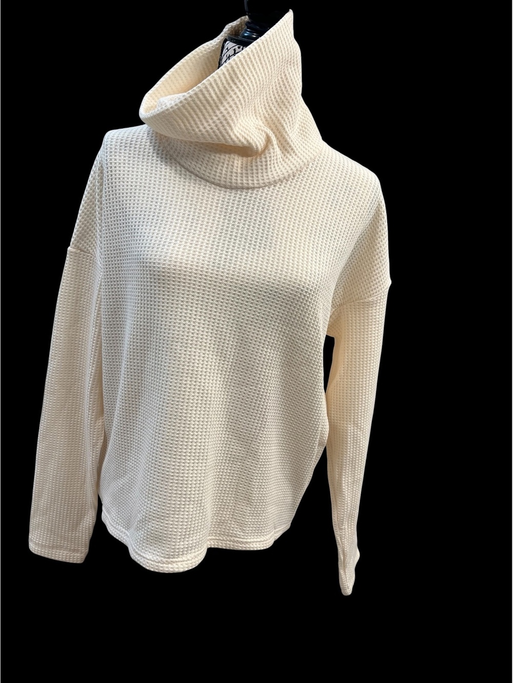 Columbia Holly Hideaway Waffle Cowl Neck Pullover Sweater Cream Size M